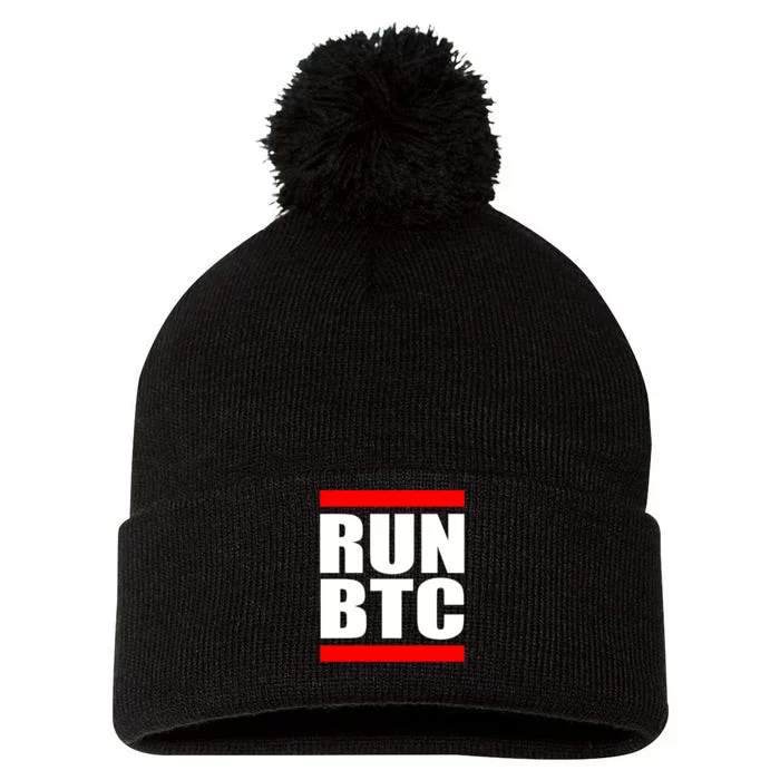 Run BTC Bitcoin Cryptocurrency Crypto Moon Hodl Pom Pom 12in Knit Beanie