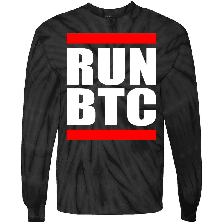 Run BTC Bitcoin Cryptocurrency Crypto Moon Hodl Tie-Dye Long Sleeve Shirt