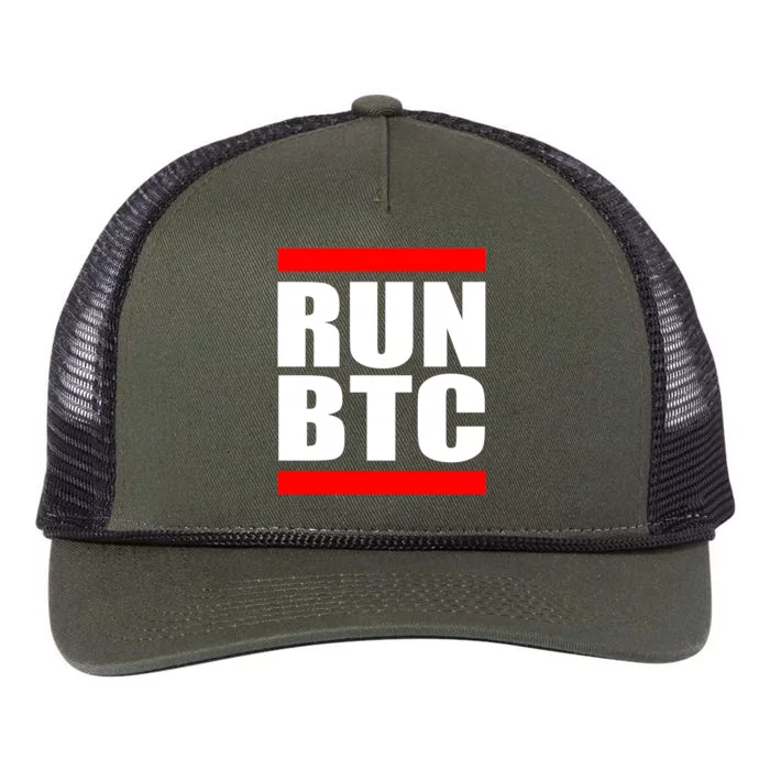 Run BTC Bitcoin Cryptocurrency Crypto Moon Hodl Retro Rope Trucker Hat Cap