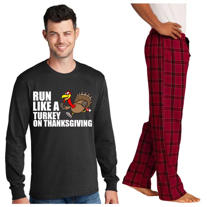 Run Like A Turkey On Thanksgiving Long Sleeve Pajama Set