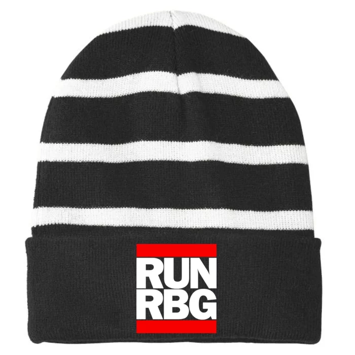 RUN Notorious RBG Ruth Ginsburg Striped Beanie with Solid Band