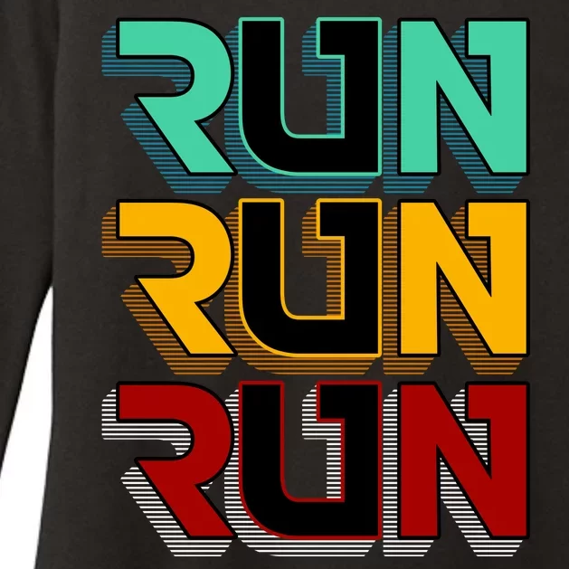 Run Run Run Retro Womens CVC Long Sleeve Shirt