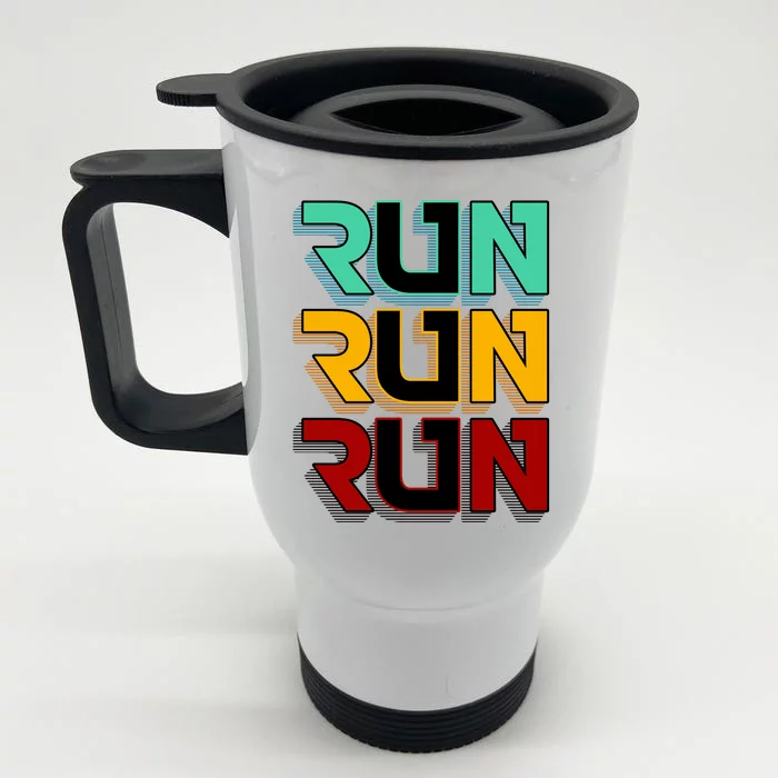 Run Run Run Retro Front & Back Stainless Steel Travel Mug