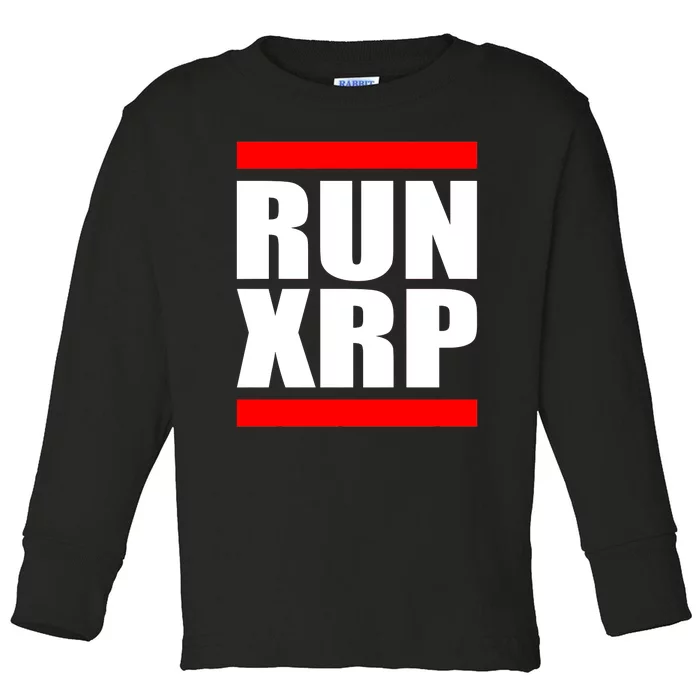 Run XRP Ripple Crypto Currency To the Moon Toddler Long Sleeve Shirt