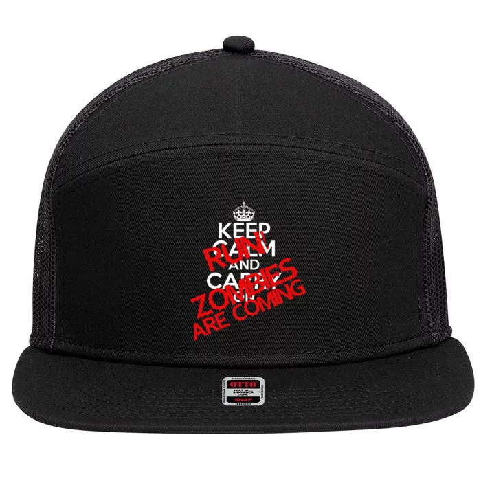 Run! Zombies Are Coming 7 Panel Mesh Trucker Snapback Hat