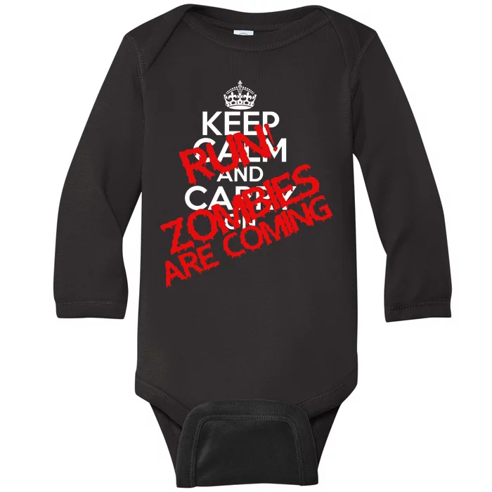 Run! Zombies Are Coming Baby Long Sleeve Bodysuit