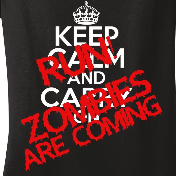 Run! Zombies Are Coming Women's V-Neck T-Shirt