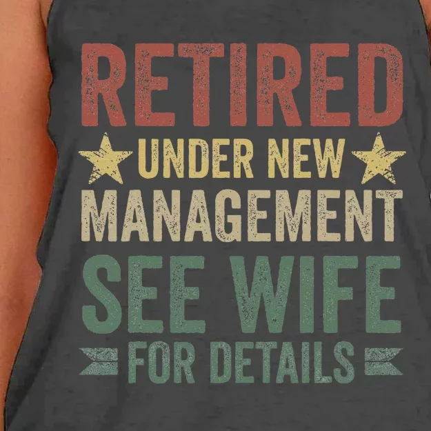 Retired Under New Management See Wife For Details Retirement Women's Knotted Racerback Tank