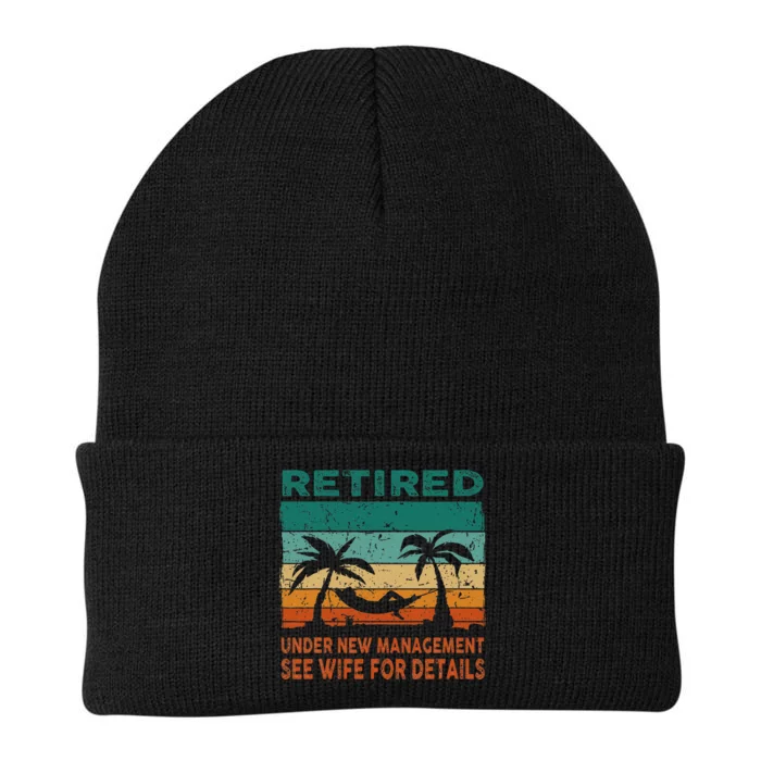 Retired Under New Management See Wife For Details Retirement Knit Cap Winter Beanie