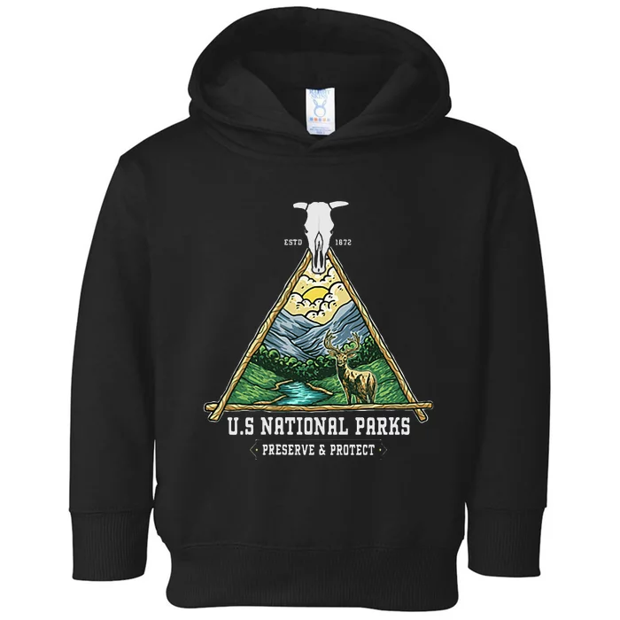 Retro US National Parks Preserve And Protect Outdoor Toddler Hoodie