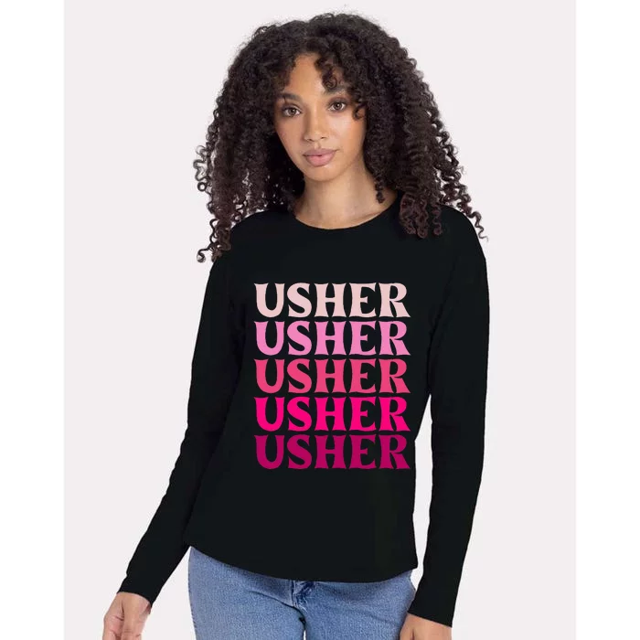 Retro U.S.H.E.R Name Womens Cotton Relaxed Long Sleeve T-Shirt