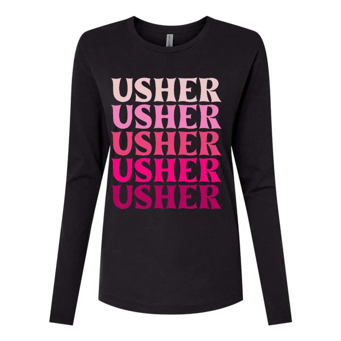 Retro U.S.H.E.R Name Womens Cotton Relaxed Long Sleeve T-Shirt