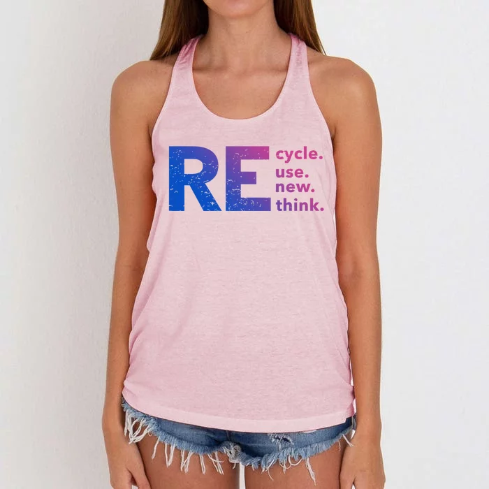 Recycle Use New Think Gift Women's Knotted Racerback Tank