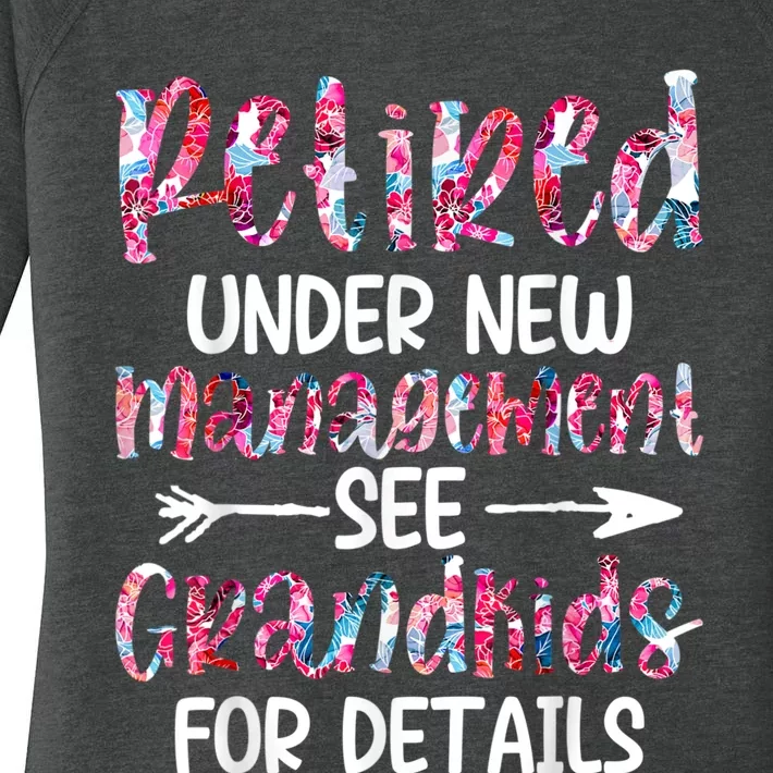 Retired Under New Management See Grandkids, Funny Retirement Women's Perfect Tri Tunic Long Sleeve Shirt