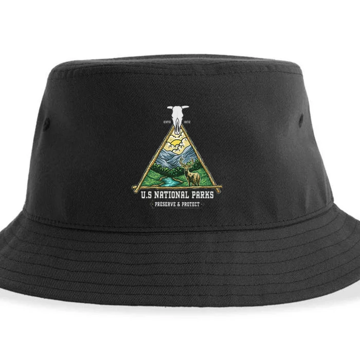 Retro US National Parks Preserve And Protect Outdoor Sustainable Bucket Hat