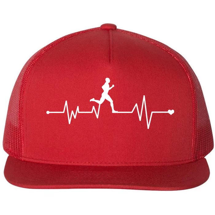 Runner Heartbeat Pulse Flat Bill Trucker Hat