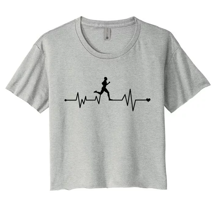 Runner Heartbeat Pulse Women's Crop Top Tee