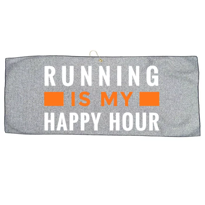 Running Is My Happy Hour Large Microfiber Waffle Golf Towel