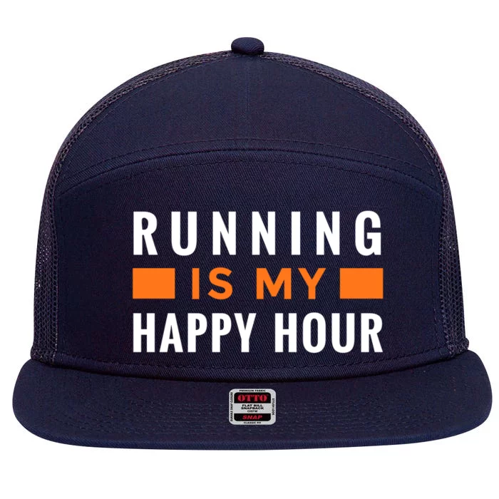 Running Is My Happy Hour 7 Panel Mesh Trucker Snapback Hat