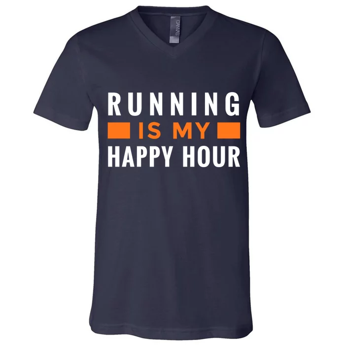 Running Is My Happy Hour V-Neck T-Shirt