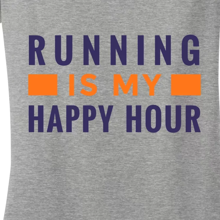 Running Is My Happy Hour Women's V-Neck T-Shirt