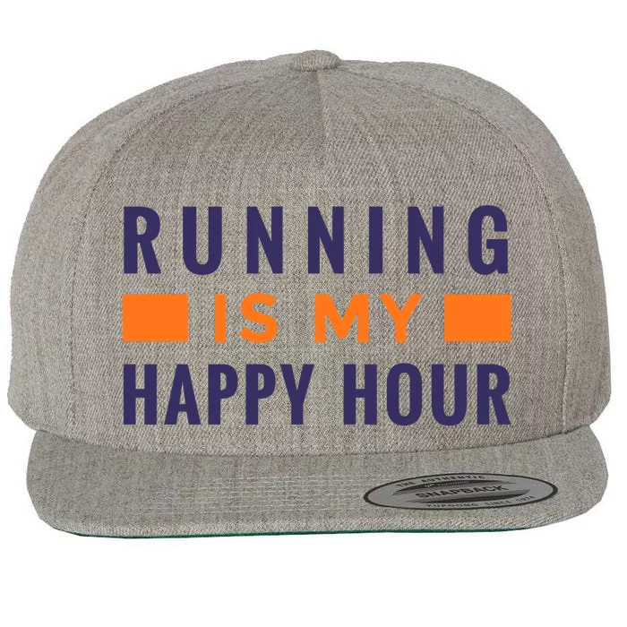 Running Is My Happy Hour Wool Snapback Cap