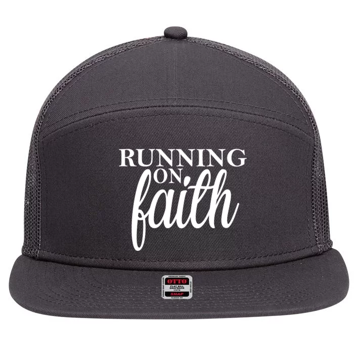 Running On Faith 7 Panel Mesh Trucker Snapback Hat