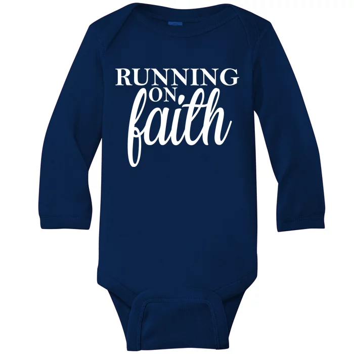 Running On Faith Baby Long Sleeve Bodysuit