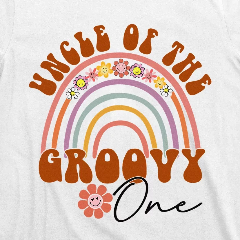 Retro Uncle of Groovy One Matching Family 1st Birthday Party T-Shirt