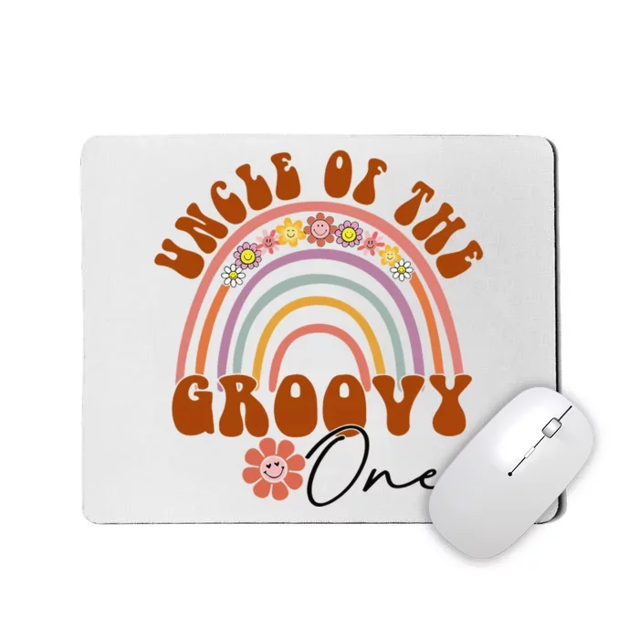 Retro Uncle of Groovy One Matching Family 1st Birthday Party Mousepad