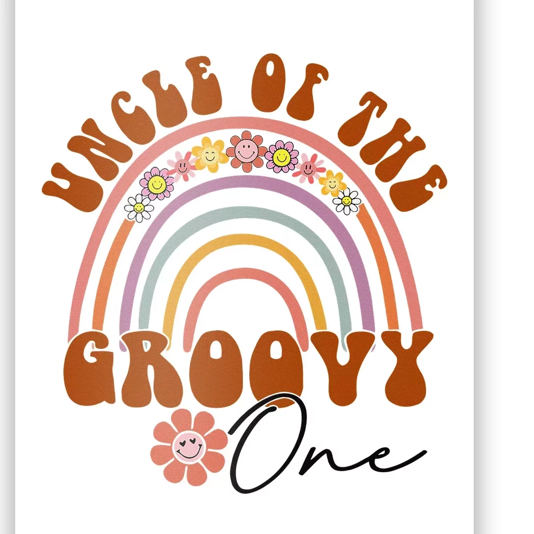 Retro Uncle of Groovy One Matching Family 1st Birthday Party Poster