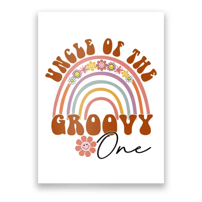 Retro Uncle of Groovy One Matching Family 1st Birthday Party Poster