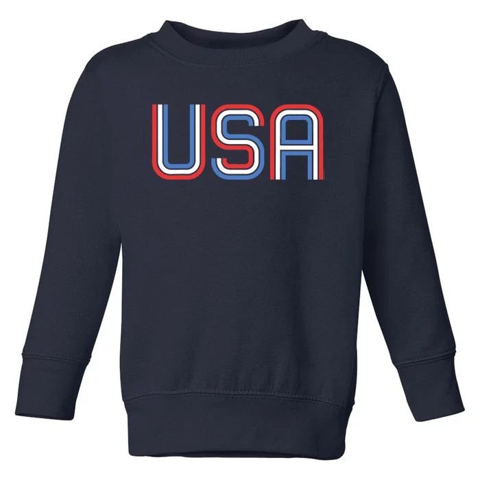 Retro USA Patriotic American 4th of July Toddler Sweatshirt