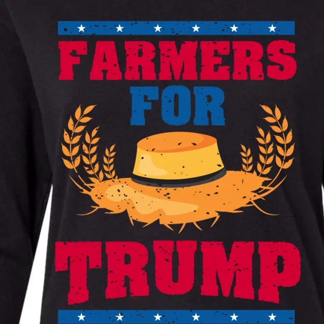 Republican Usa Pride Patriot Farmers For Trump Gift Womens Cotton Relaxed Long Sleeve T-Shirt