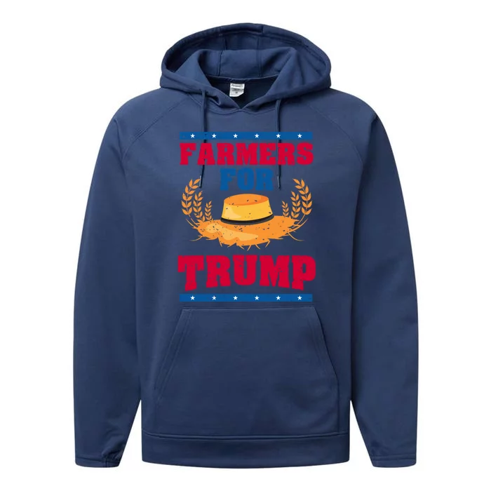 Republican Usa Pride Patriot Farmers For Trump Gift Performance Fleece Hoodie