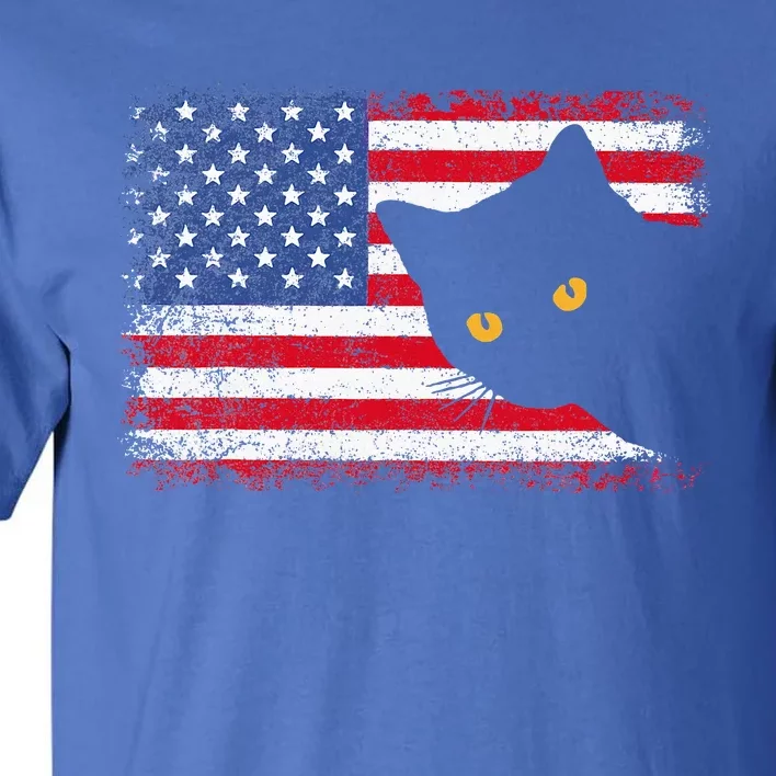 Retro USA Patriotic American Flag US Cat Tall T-Shirt