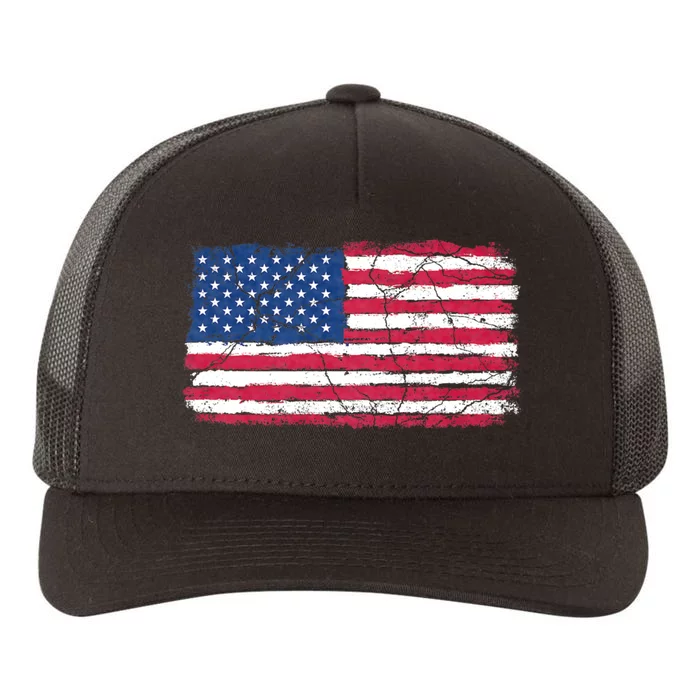 Retro Usa Patriotic American Flag American Flag 4th Of July Yupoong Adult 5-Panel Trucker Hat