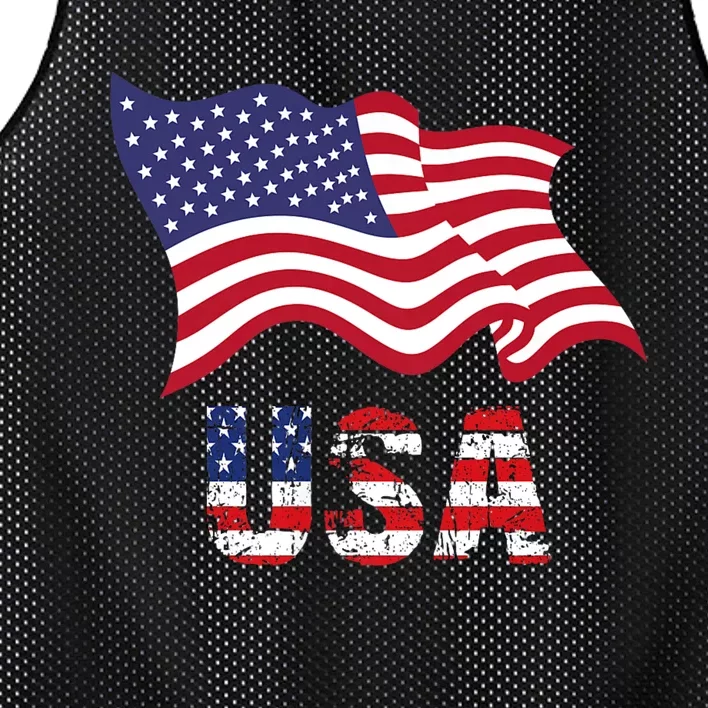 Retro Usa Patriotic American Flag American Flag 4th Of July Mesh Reversible Basketball Jersey Tank