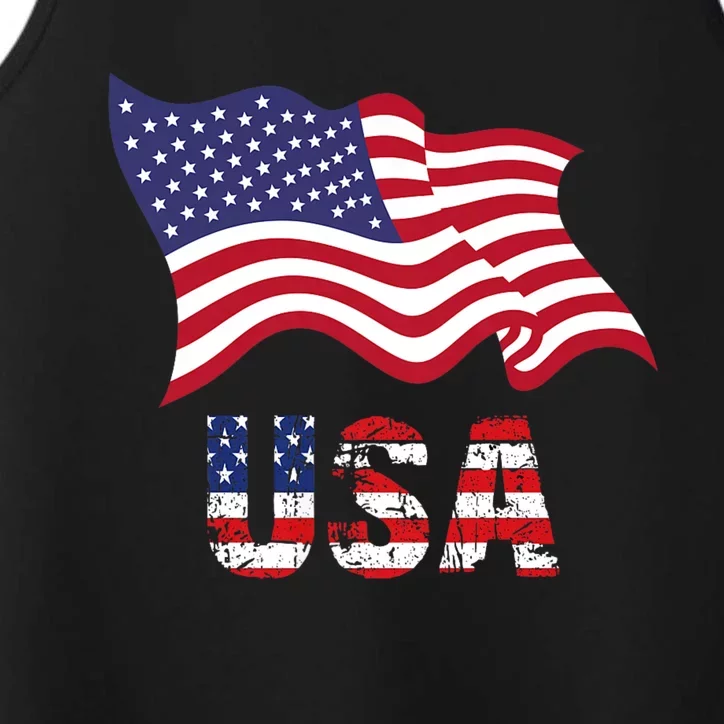 Retro Usa Patriotic American Flag American Flag 4th Of July Performance Tank