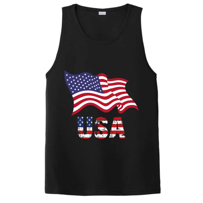 Retro Usa Patriotic American Flag American Flag 4th Of July Performance Tank