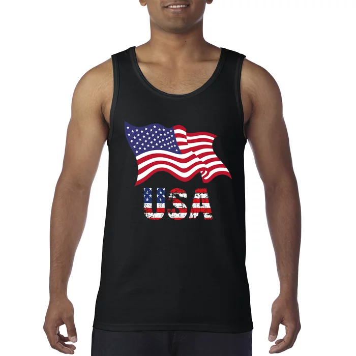 Retro Usa Patriotic American Flag American Flag 4th Of July Tank Top