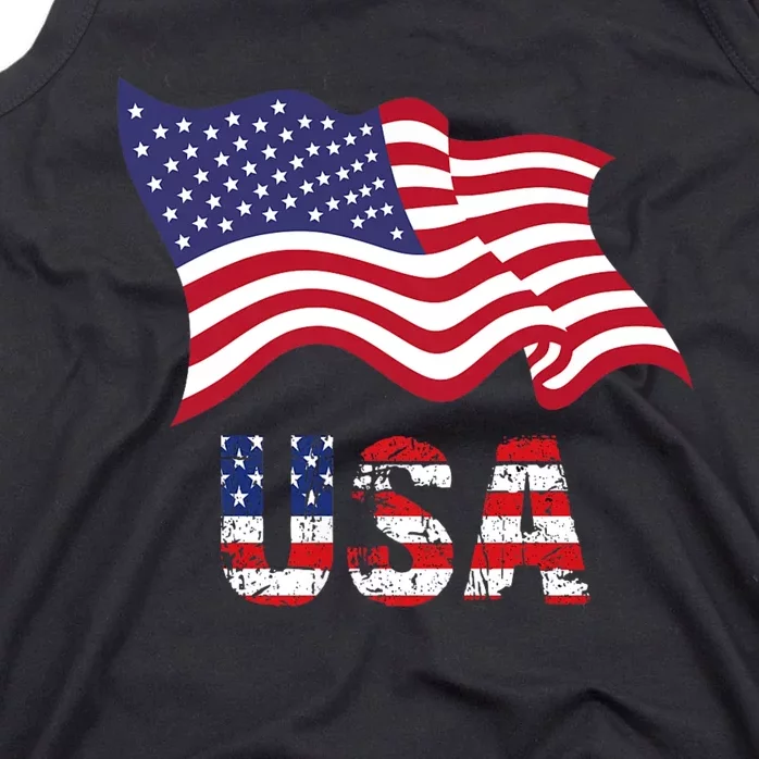 Retro Usa Patriotic American Flag American Flag 4th Of July Tank Top