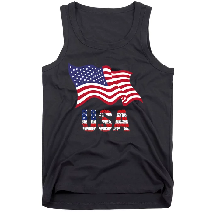 Retro Usa Patriotic American Flag American Flag 4th Of July Tank Top