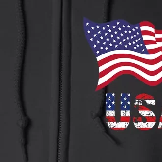 Retro Usa Patriotic American Flag American Flag 4th Of July Full Zip Hoodie