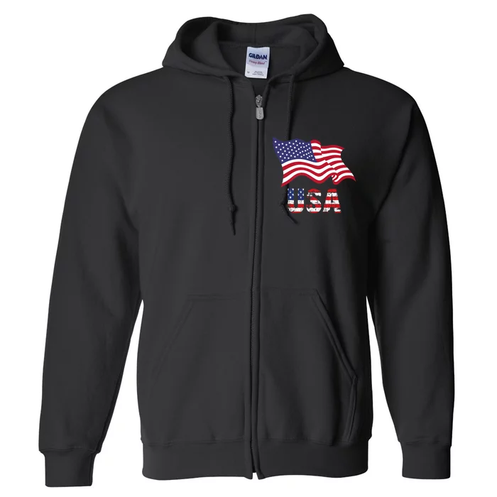 Retro Usa Patriotic American Flag American Flag 4th Of July Full Zip Hoodie