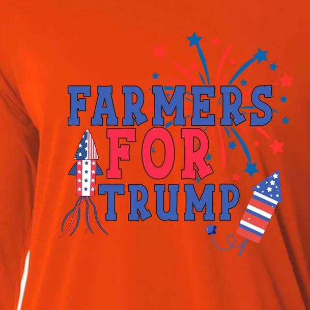 Republican Usa Pride Patriot Farmers For Trump Funny Gift Cooling Performance Long Sleeve Crew