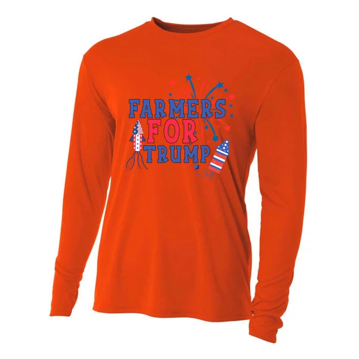 Republican Usa Pride Patriot Farmers For Trump Funny Gift Cooling Performance Long Sleeve Crew