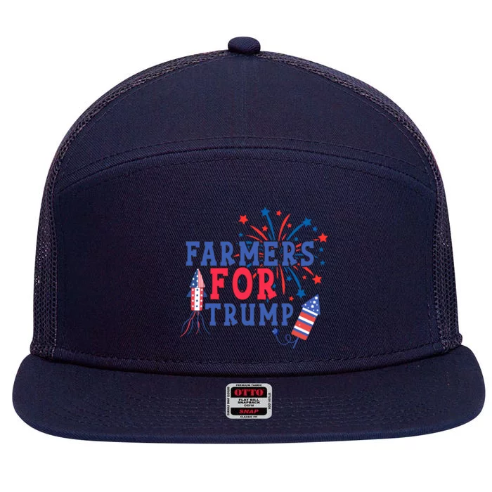 Republican Usa Pride Patriot Farmers For Trump Funny Gift 7 Panel Mesh Trucker Snapback Hat