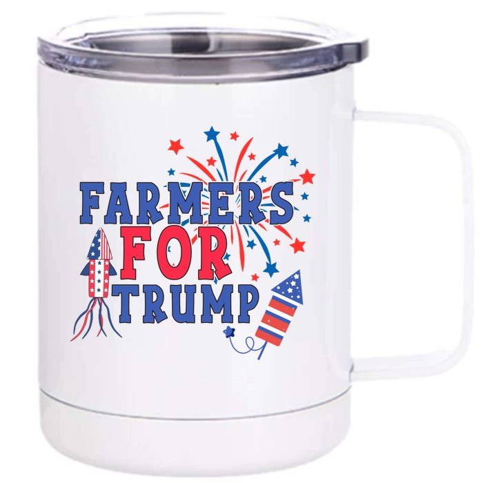 Republican Usa Pride Patriot Farmers For Trump Funny Gift Front & Back 12oz Stainless Steel Tumbler Cup