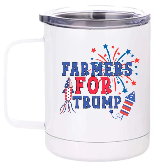 Republican Usa Pride Patriot Farmers For Trump Funny Gift Front & Back 12oz Stainless Steel Tumbler Cup